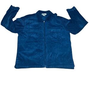 URBAN OUTFITTERS Men’s Full Zip Blue Corduroy Collared Jacket Shacket XL
